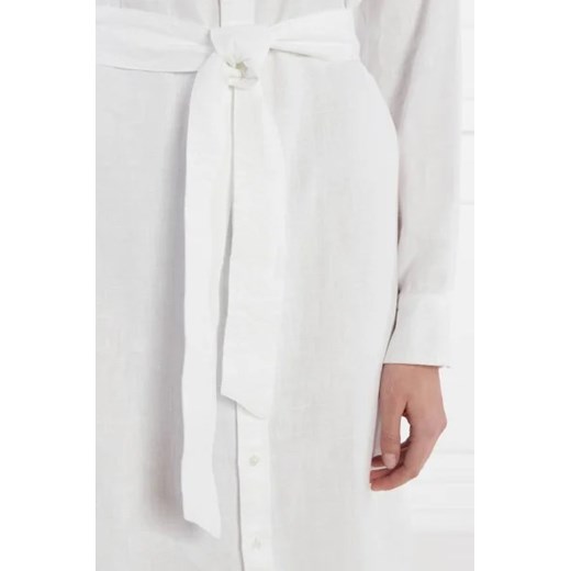 Sukienka Polo Ralph Lauren z lnu z paskiem z długim rękawem koszulowa midi 