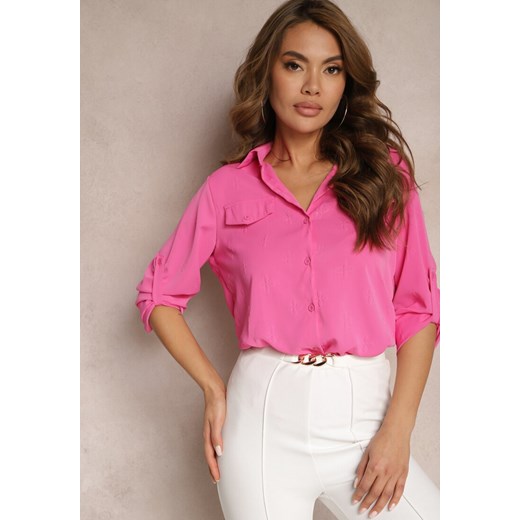 Różowa Koszula Elegancka o Klasycznym Kroju Heattia ze sklepu Renee odzież w kategorii Koszule damskie - zdjęcie 170923992