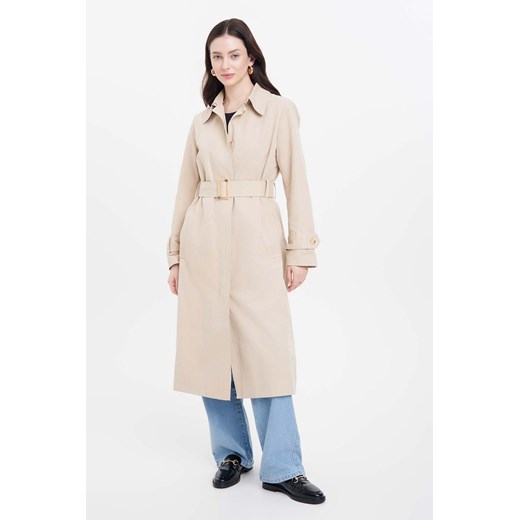 Długi beżowy płaszcz damski z paskiem ze sklepu 5.10.15 w kategorii Płaszcze damskie - zdjęcie 170924714