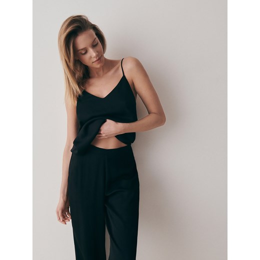 Reserved - Dwuczęściowa piżama z wiskozy - czarny ze sklepu Reserved w kategorii Piżamy damskie - zdjęcie 170925262