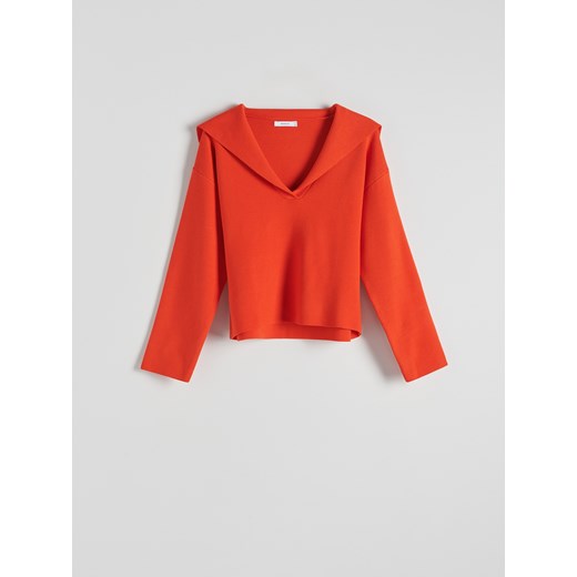 Reserved - Sweter z wiskozą - czerwony ze sklepu Reserved w kategorii Swetry damskie - zdjęcie 170925570