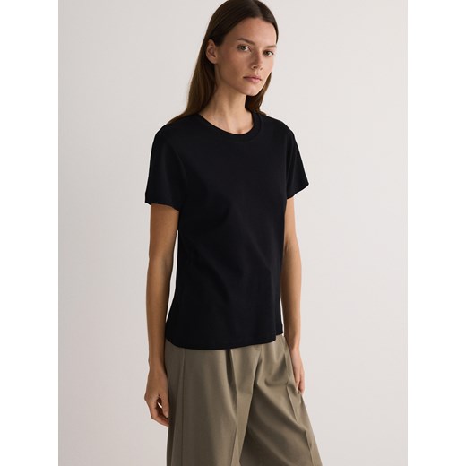 Reserved - Bawełniany t-shirt - czarny ze sklepu Reserved w kategorii Bluzki damskie - zdjęcie 170925711