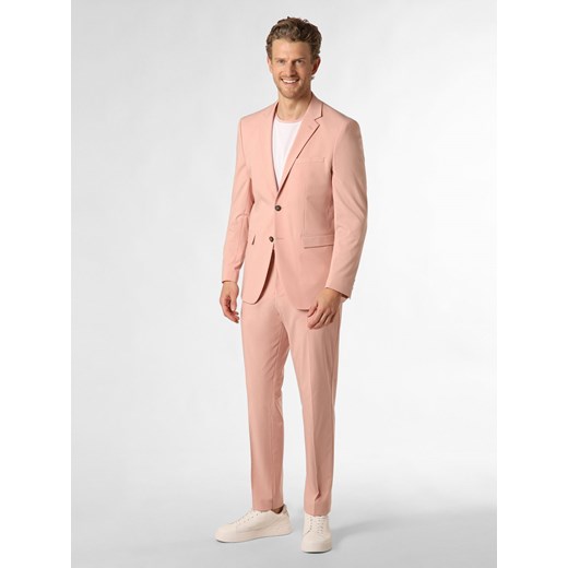 Selected Męski garnitur - SLHSlim-Liam Mężczyźni Slim Fit Sztuczne włókno różowy jednolity ze sklepu vangraaf w kategorii Garnitury męskie - zdjęcie 170926213