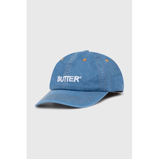 Butter Goods czapka z daszkiem bawełniana Rounded Logo 6 Panel Cap kolor niebieski z aplikacją BGQ1247002 ze sklepu PRM w kategorii Czapki z daszkiem damskie - zdjęcie 170927911