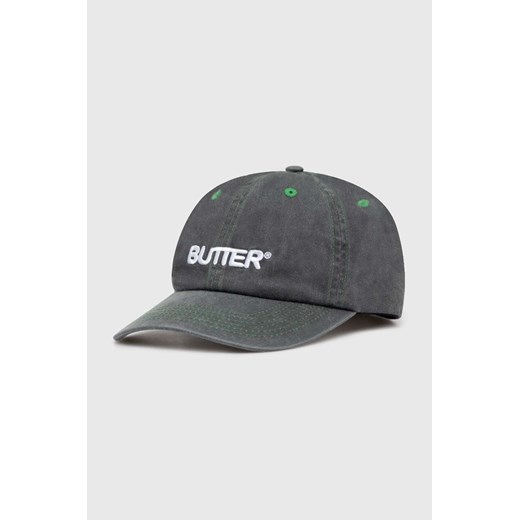 Butter Goods czapka z daszkiem bawełniana Rounded Logo 6 Panel Cap kolor zielony z aplikacją BGQ1247004 ze sklepu PRM w kategorii Czapki z daszkiem damskie - zdjęcie 170927913