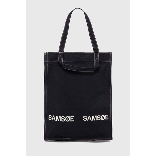 Samsoe Samsoe torba bawełniana SALUCCA kolor czarny U24100002 ze sklepu PRM w kategorii Torby Shopper bag - zdjęcie 170928201