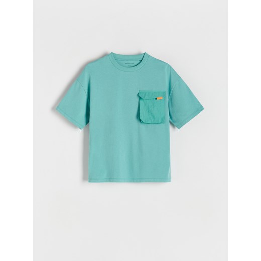Reserved - Bawełniany t-shirt oversize - turkusowy ze sklepu Reserved w kategorii T-shirty chłopięce - zdjęcie 170928841