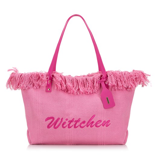 Torebka shopperka z plecionki duża z frędzlami różowa ze sklepu WITTCHEN w kategorii Torby Shopper bag - zdjęcie 170929641