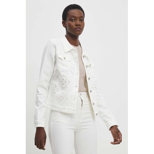 Answear Lab kurtka jeansowa damska kolor biały przejściowa ze sklepu ANSWEAR.com w kategorii Kurtki damskie - zdjęcie 170932031
