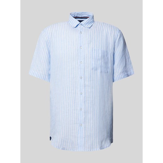 Koszula casualowa o kroju slim fit z lnu ze wzorem w paski ze sklepu Peek&Cloppenburg  w kategorii Koszule męskie - zdjęcie 170932184
