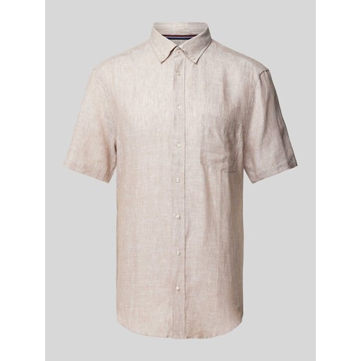 Koszula lniana o kroju regular fit z kołnierzykiem typu button down ze sklepu Peek&Cloppenburg  w kategorii Koszule męskie - zdjęcie 170932314