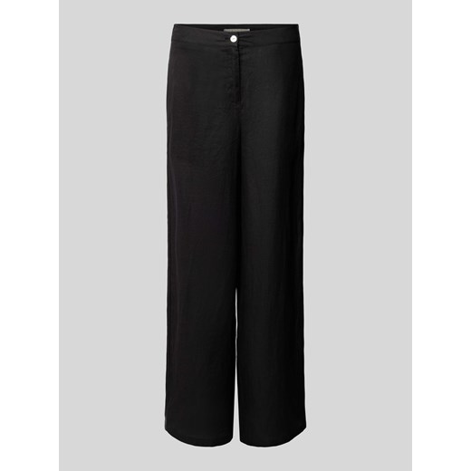 Spodnie lniane w jednolitym kolorze ze sklepu Peek&Cloppenburg  w kategorii Spodnie damskie - zdjęcie 170932384