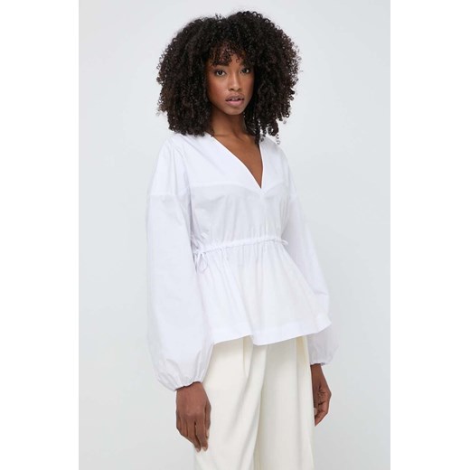 Pinko bluzka bawełniana damska kolor biały gładka 103733 A1XQ ze sklepu ANSWEAR.com w kategorii Bluzki damskie - zdjęcie 170938104
