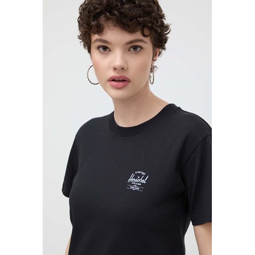Herschel t-shirt bawełniany damski kolor czarny ze sklepu ANSWEAR.com w kategorii Bluzki damskie - zdjęcie 170938353