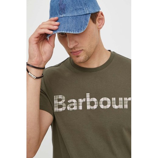 Barbour t-shirt bawełniany męski kolor zielony z nadrukiem Barbour S ANSWEAR.com