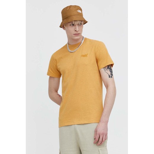 Superdry t-shirt bawełniany męski kolor żółty gładki ze sklepu ANSWEAR.com w kategorii T-shirty męskie - zdjęcie 170938514