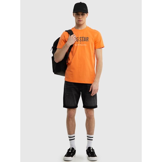 Koszulka męska o klasycznym kroju pomaraŅczowa Bruno 701 ze sklepu Big Star w kategorii T-shirty męskie - zdjęcie 170939470