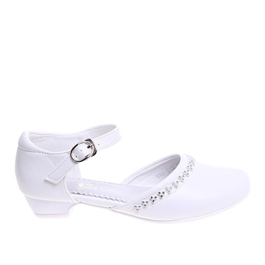 Białe komunijne pantofle dziewczęce /G7-2 15972 T593/ ze sklepu Pantofelek24.pl w kategorii Półbuty dziecięce - zdjęcie 170942740