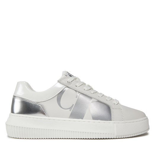 Sneakersy Calvin Klein Jeans Chunky Cupsole Low Lth Nbs Mr YW0YW01411 Bright White/Silver 01V ze sklepu eobuwie.pl w kategorii Trampki damskie - zdjęcie 170943431