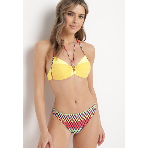 Żółte Bikini z Wzorzystymi Figami I Biustonoszem Push Up Stellecca ze sklepu Born2be Odzież w kategorii Stroje kąpielowe - zdjęcie 170944950