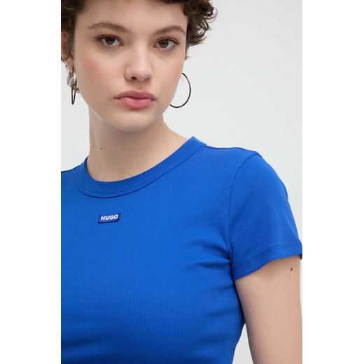 Hugo Blue t-shirt damski kolor niebieski 50510749 ze sklepu ANSWEAR.com w kategorii Bluzki damskie - zdjęcie 170945161