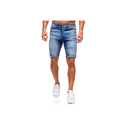 Granatowe krótkie spodenki jeansowe męskie Denley 0369 38/2XL wyprzedaż Denley