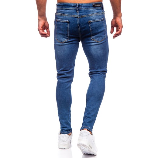 Granatowe spodnie jeansowe męskie slim fit Denley 6262 33/L okazja Denley