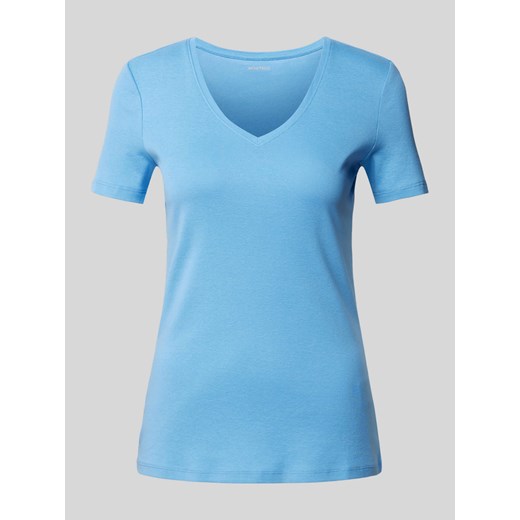 T-shirt z dekoltem w serek w jednolitym kolorze ze sklepu Peek&Cloppenburg  w kategorii Bluzki damskie - zdjęcie 170946843