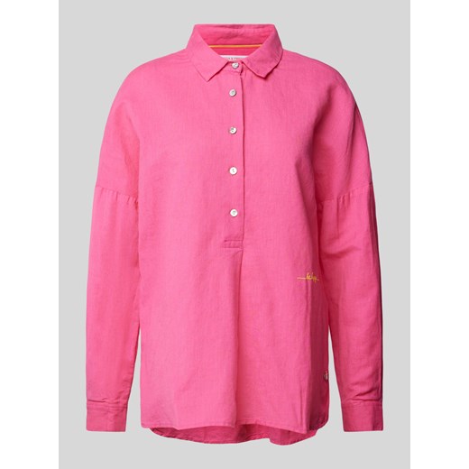 Bluzka lniana z wyhaftowanym logo ze sklepu Peek&Cloppenburg  w kategorii Koszule damskie - zdjęcie 170946953