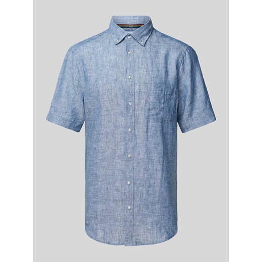 Koszula lniana o kroju regular fit z kołnierzykiem typu button down ze sklepu Peek&Cloppenburg  w kategorii Koszule męskie - zdjęcie 170947160