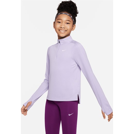 Koszulka do golfa z długim rękawem i zamkiem 1/2 dla dużych dzieci (dziewcząt) Nike S Nike poland
