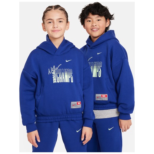 Dzianinowa bluza z kapturem dla dużych dzieci Nike Culture of Basketball - Niebieski ze sklepu Nike poland w kategorii Bluzy dziewczęce - zdjęcie 170947593
