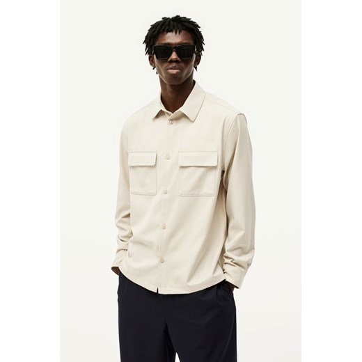 H & M - Koszula wierzchnia z diagonalu Regular Fit - Beżowy H & M L H&M
