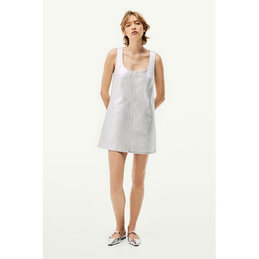 H & M - Dżinsowa sukienka o metalicznym połysku - Srebrny ze sklepu H&M w kategorii Sukienki - zdjęcie 170948672
