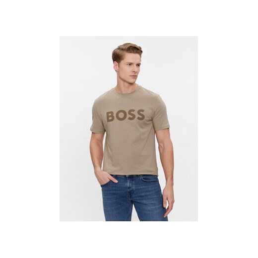 Boss T-Shirt Thinking 1 50481923 Beżowy Regular Fit ze sklepu MODIVO w kategorii T-shirty męskie - zdjęcie 170952472