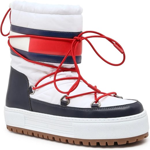 Tommy Jeans śniegowce damskie białe z tworzywa sztucznego