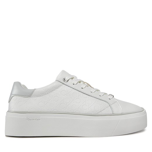 Sneakersy Calvin Klein Flatform C Lace Up - Mono Mix HW0HW01870 White/Pearl Grey 0K9 ze sklepu eobuwie.pl w kategorii Buty sportowe damskie - zdjęcie 170957231