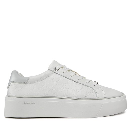Sneakersy Calvin Klein Flatform C Lace Up - Mono Mix HW0HW01870 White/Pearl Grey Calvin Klein 41 eobuwie.pl okazja