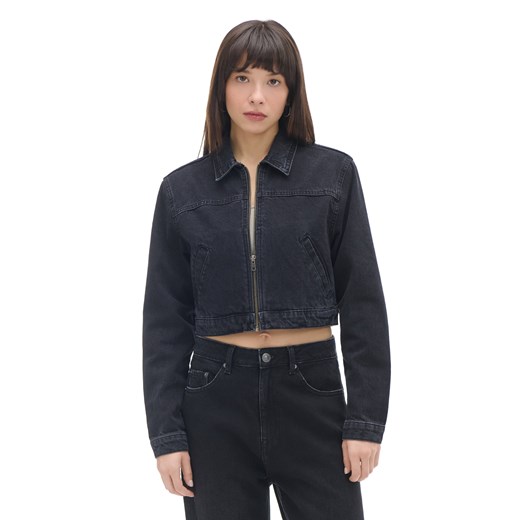Cropp - Krótka jeansowa kurtka - czarny ze sklepu Cropp w kategorii Kurtki damskie - zdjęcie 170958320