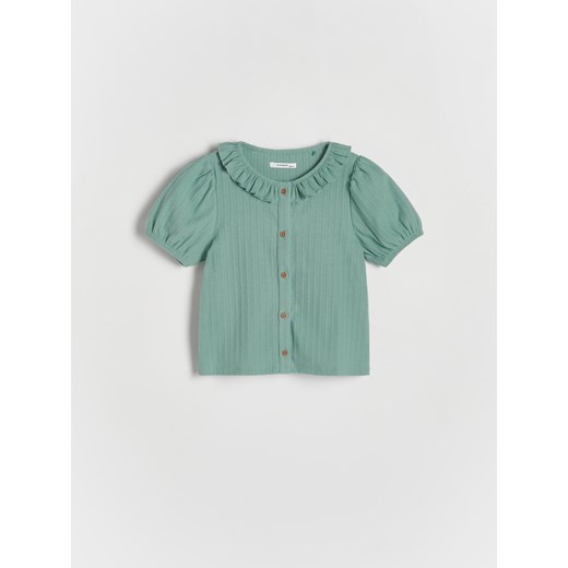 Reserved - Bluzka z falbanką - jasnoturkusowy ze sklepu Reserved w kategorii Koszulki niemowlęce - zdjęcie 170958382