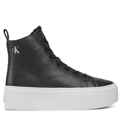 Sneakersy Calvin Klein Jeans Cupsole Flatform Mid Wl Lth Wn YW0YW01180 Black/Bright White BEH ze sklepu eobuwie.pl w kategorii Trampki damskie - zdjęcie 170961090