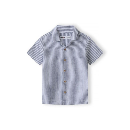 Lniana koszula chłopięca z krótkim rękawem w paski ze sklepu 5.10.15 w kategorii Koszule chłopięce - zdjęcie 170964133
