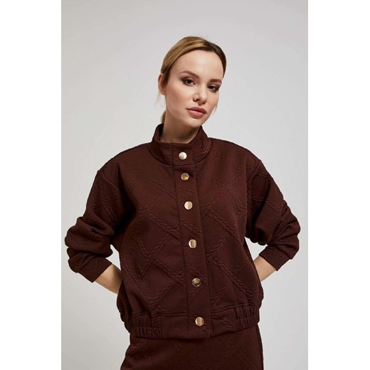 Rozpinana bluza damska żakardowa- brązowa ze sklepu 5.10.15 w kategorii Bluzy damskie - zdjęcie 170964170