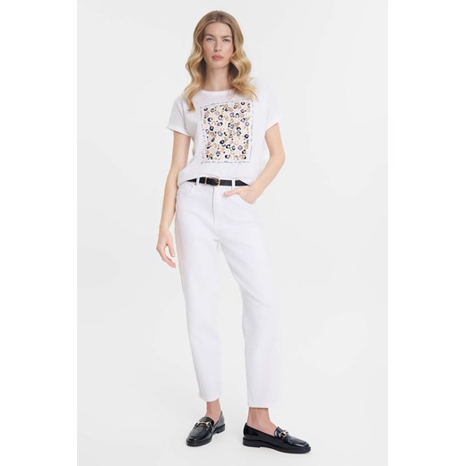 Biała koszulka damska z cekinami i cętkami ze sklepu 5.10.15 w kategorii Bluzki damskie - zdjęcie 170964180