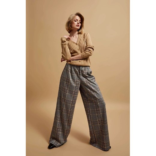 Damskie spodnie w kratę z szerokimi nogawkami ze sklepu 5.10.15 w kategorii Spodnie damskie - zdjęcie 170964181