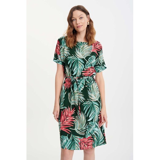 Damska sukienka krótka wielokolorowa z nadrukiem tropic Greenpoint 34 5.10.15