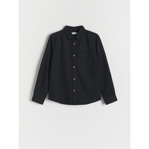 Reserved - Koszula z lnem - czarny ze sklepu Reserved w kategorii Koszule chłopięce - zdjęcie 170965584