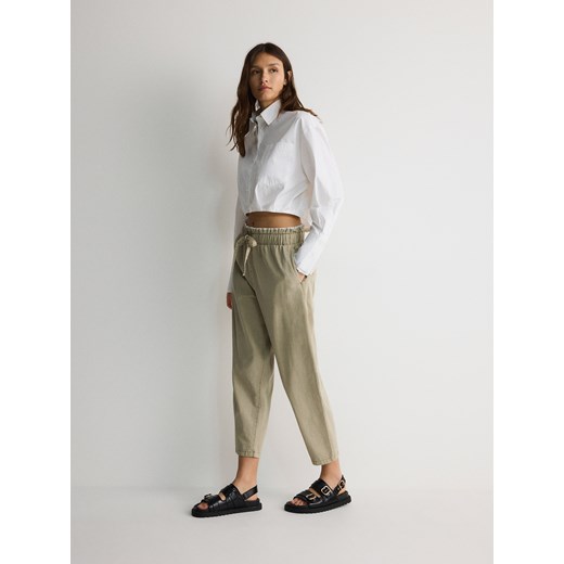 Reserved - Bawełniane spodnie jogger - jasnozielony ze sklepu Reserved w kategorii Spodnie damskie - zdjęcie 170965891