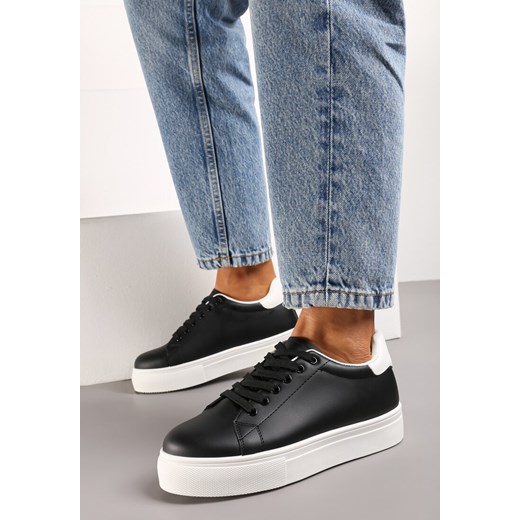 Czarne Sneakersy na Grubej Podeszwie przed Kostkę Ramnutia ze sklepu born2be.pl w kategorii Buty sportowe damskie - zdjęcie 170966232