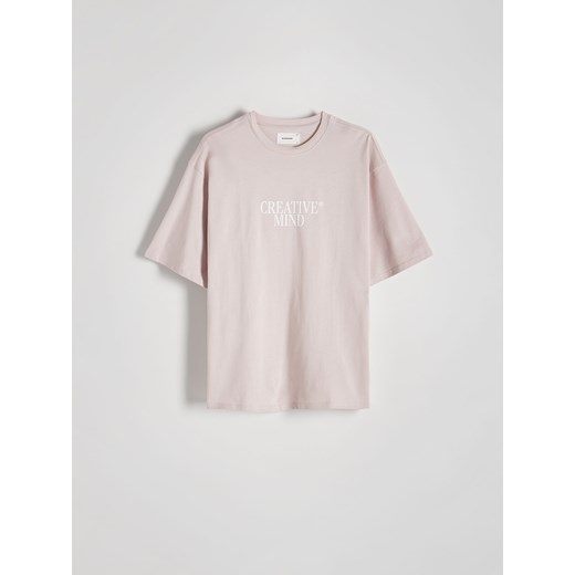 Reserved - T-shirt oversize z nadrukiem - brudny róż ze sklepu Reserved w kategorii T-shirty męskie - zdjęcie 170971540